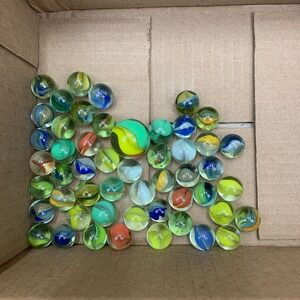 Collection of Vintage Glass Marbles Fun Assorted Colors Includes 1 Shooter